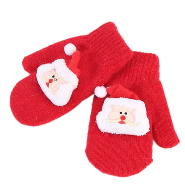 Toddler Baby Thicken Christmas Santa Full Finger Warm Mittens Gloves Gifts